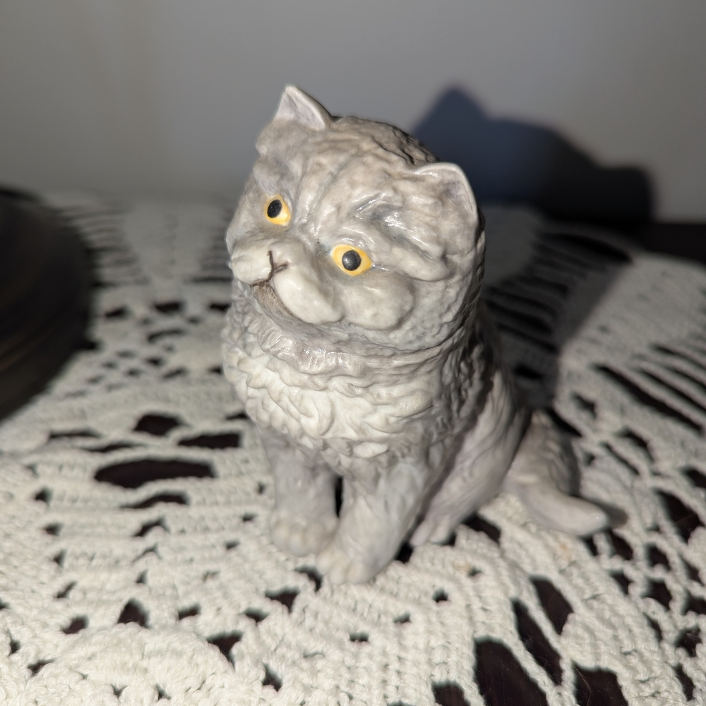 Elegant Gray Cat Figurine